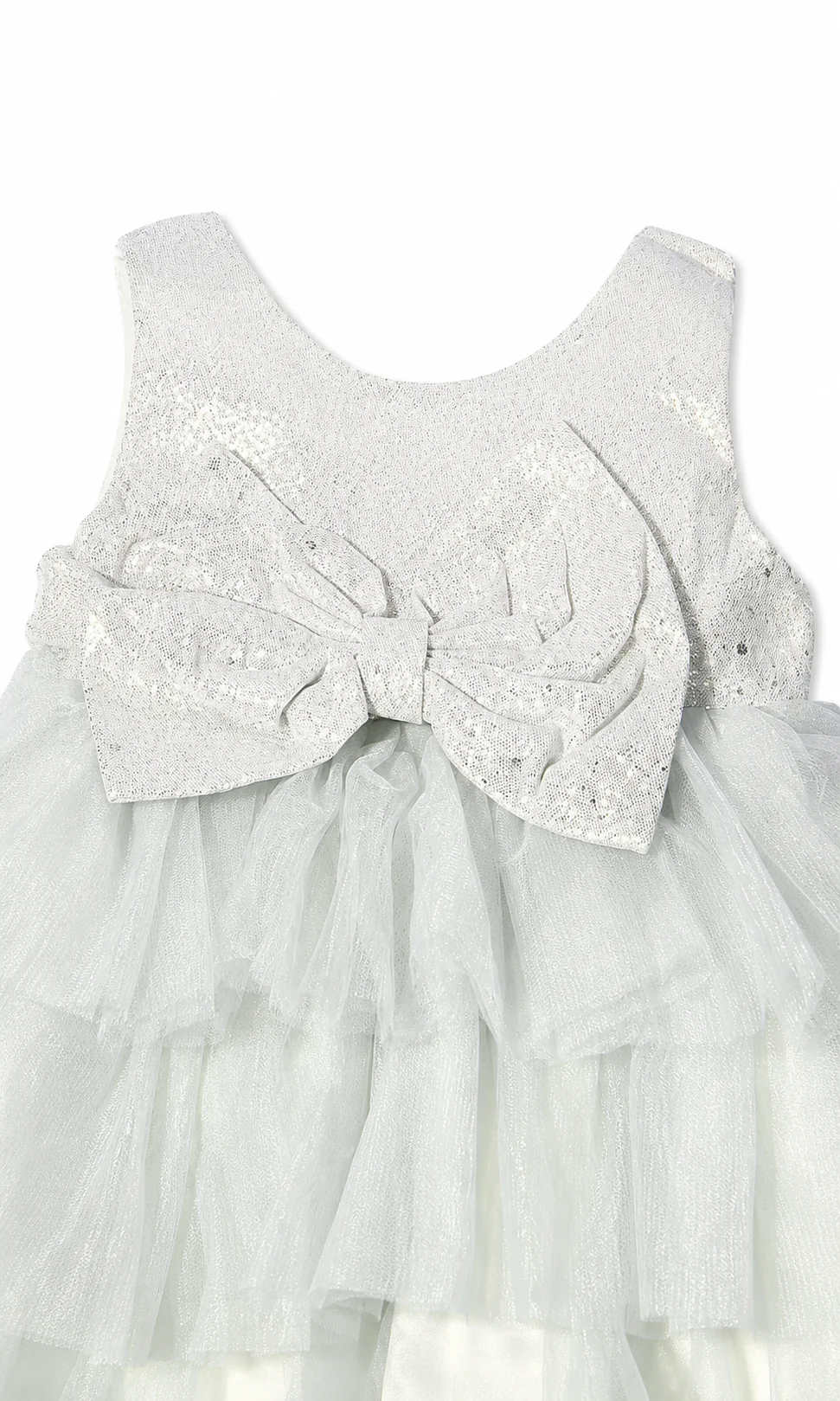 Girls Party Wear Frock Mint Green Glitter Lace Oversized Bow Tiered Tulle - Image 4