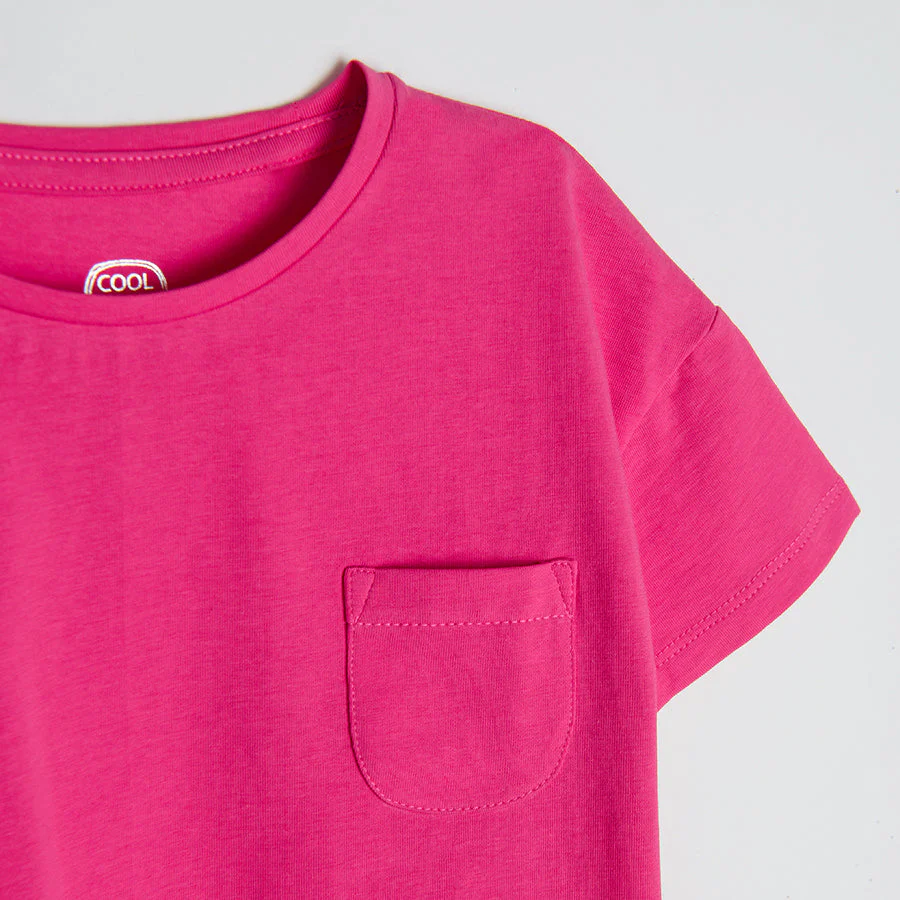 Girl's Pink Pocket T-Shirt CC CCG2410826 - Image 2