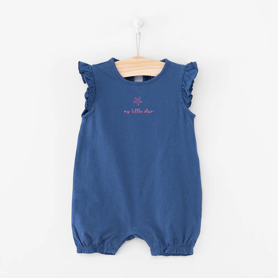Girls Rompers Organic Cotton Navy White Pink Set 3 Pcs CC CUG2402535 00 - Image 3
