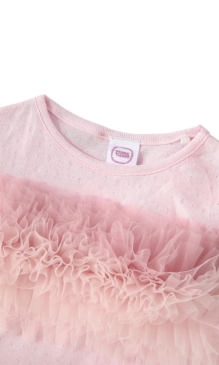 Girls Ruffle Tulle Top Pink - Image 2