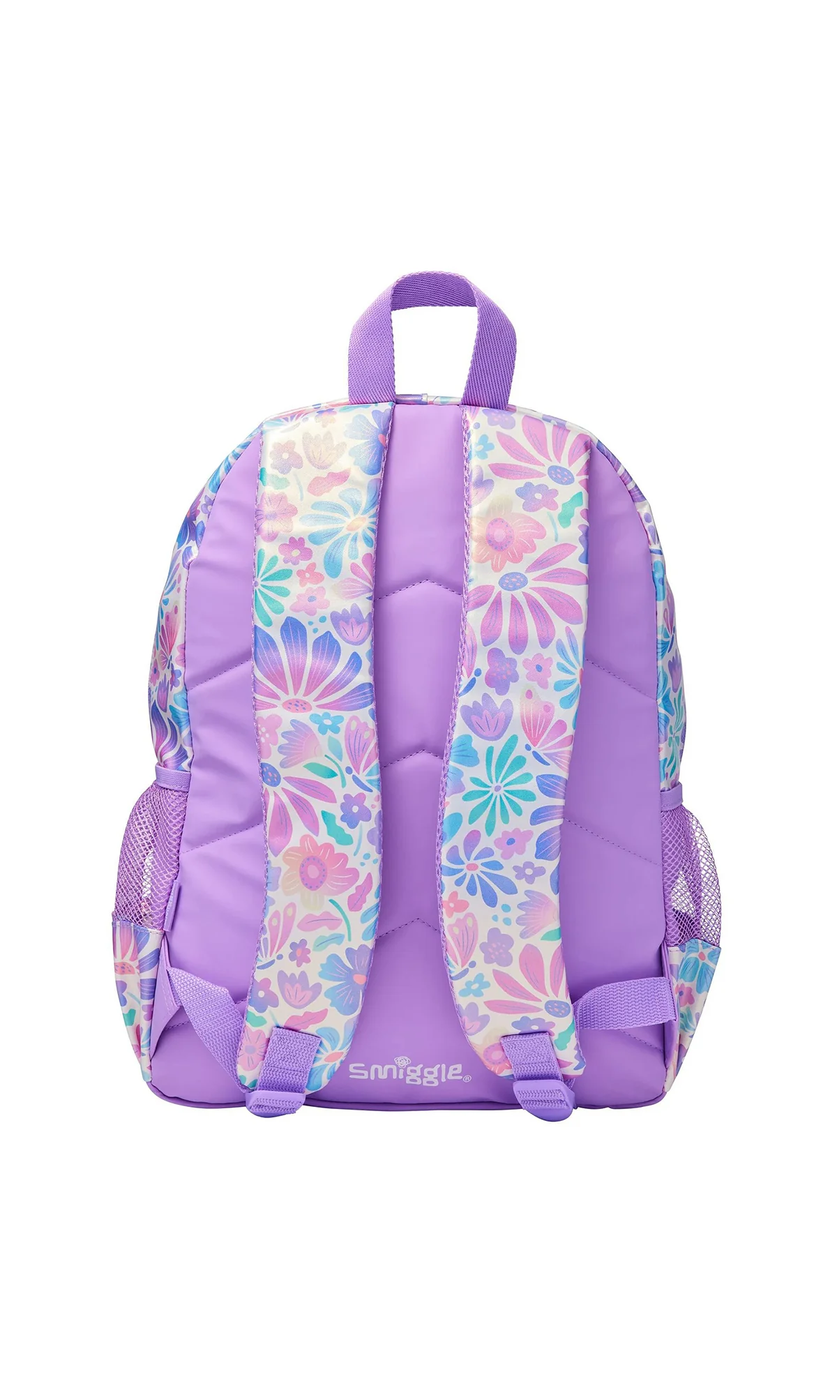 School Bag Purple Holographic Floral Print - Image 2