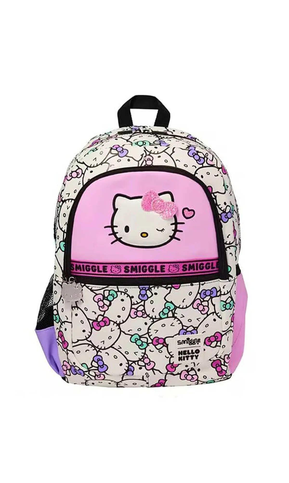 School Bag White Pink Hello Kitty Print