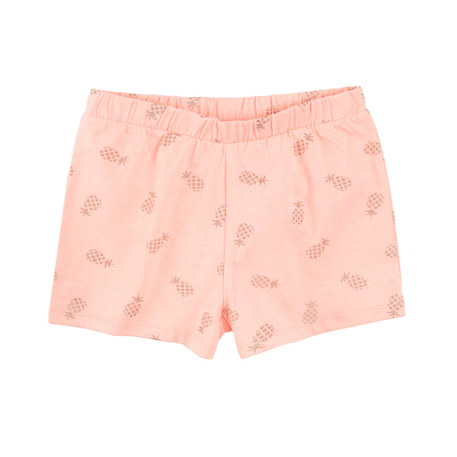 Girl's Set Short Sleeve T Shirt Shorts Peach - Image 4