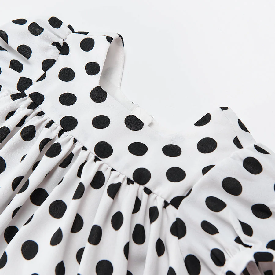 Girls Short sleeve polka dot dress headband and socks - CC CCG2402184 - Image 3