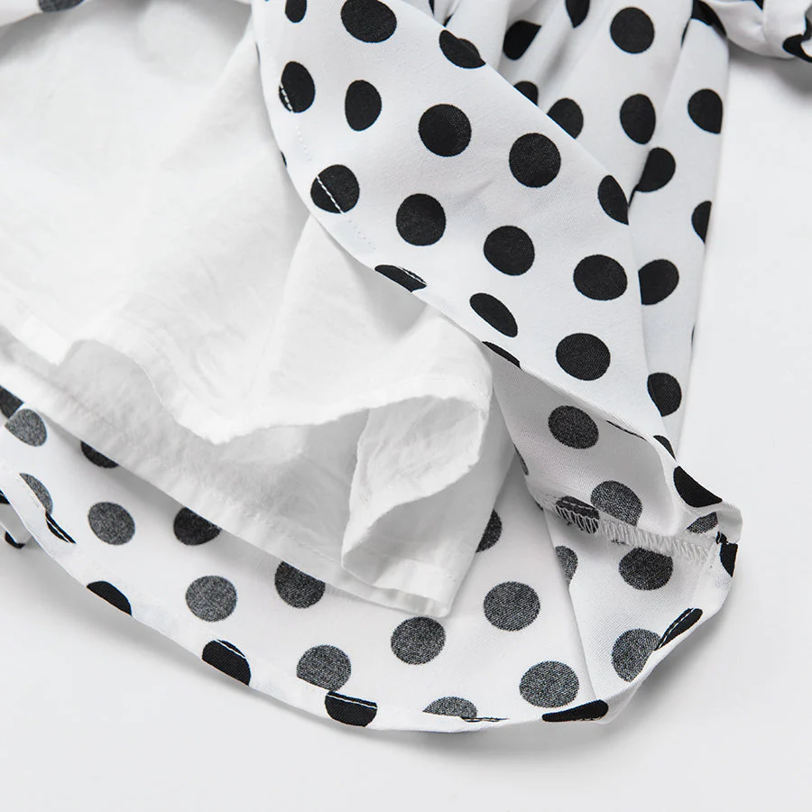 Girls Short sleeve polka dot dress headband and socks - CC CCG2402184 - Image 5