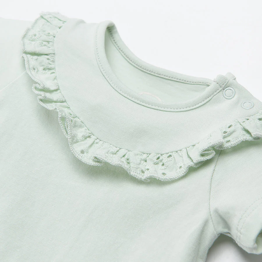 Girl's Short-Sleeved Bodysuit Light Mint CC CCG2401243 - Image 2
