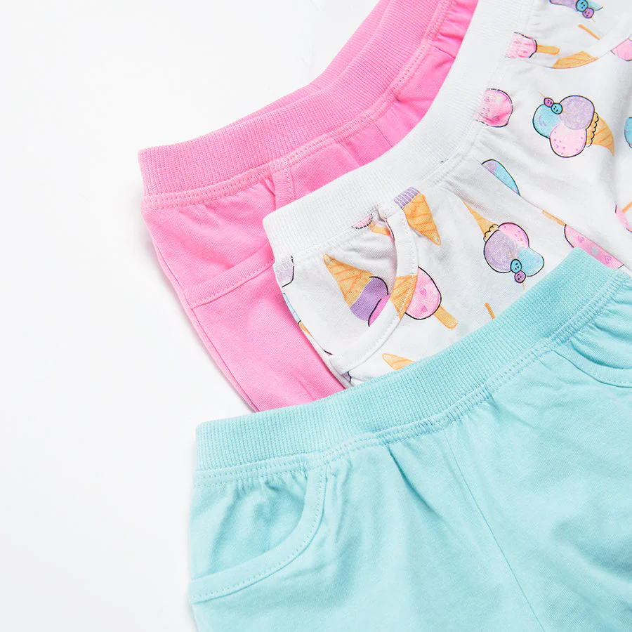 Girl's Shorts Turquoise White Pink Set 3 Pcs CC CCG2402395 - Image 5
