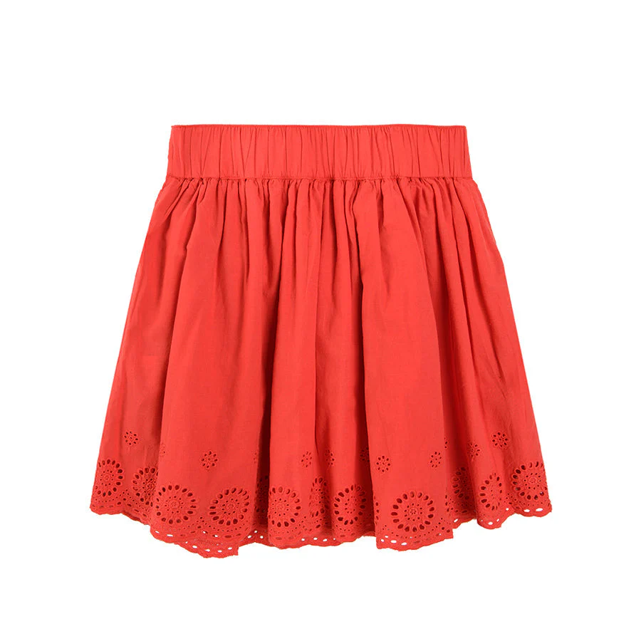 Girl's Skirt Red English Embroidery CC CCG2412009 - Image 2