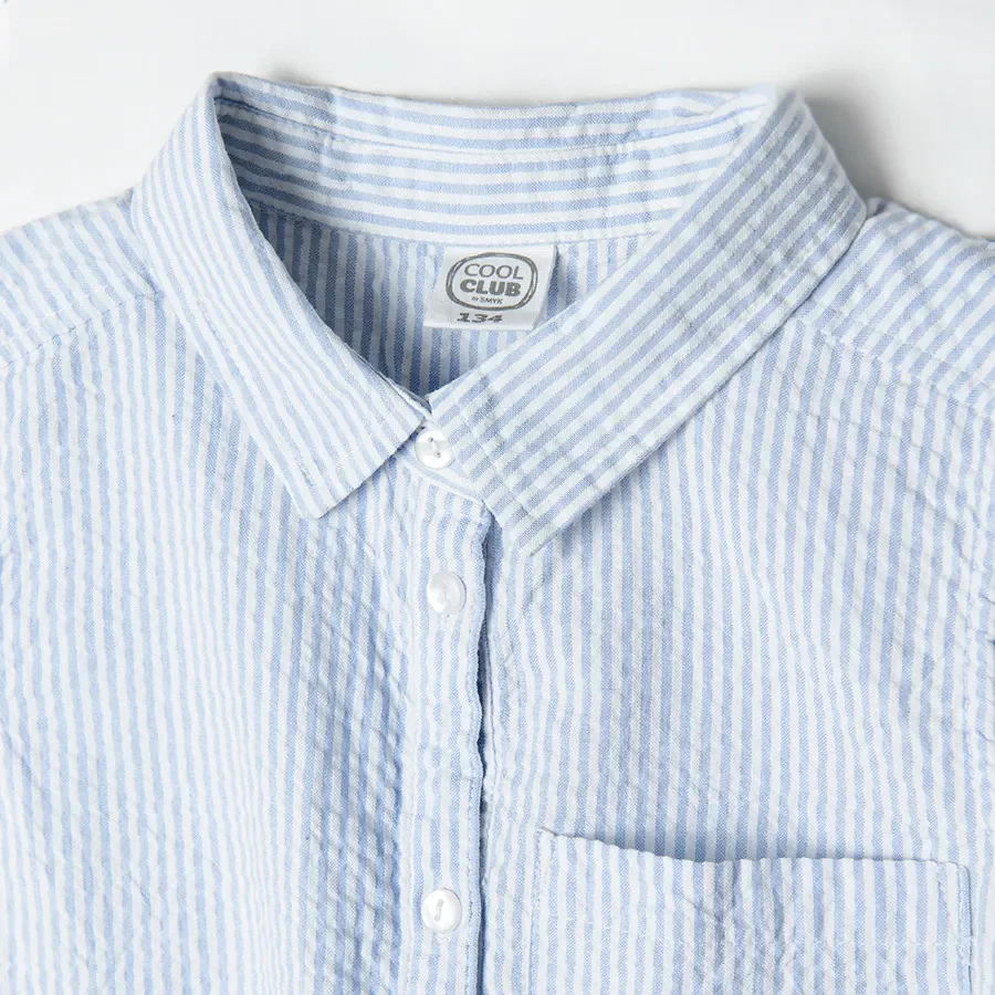 Girl's Sleeveless Blouse White And Blue - Image 2