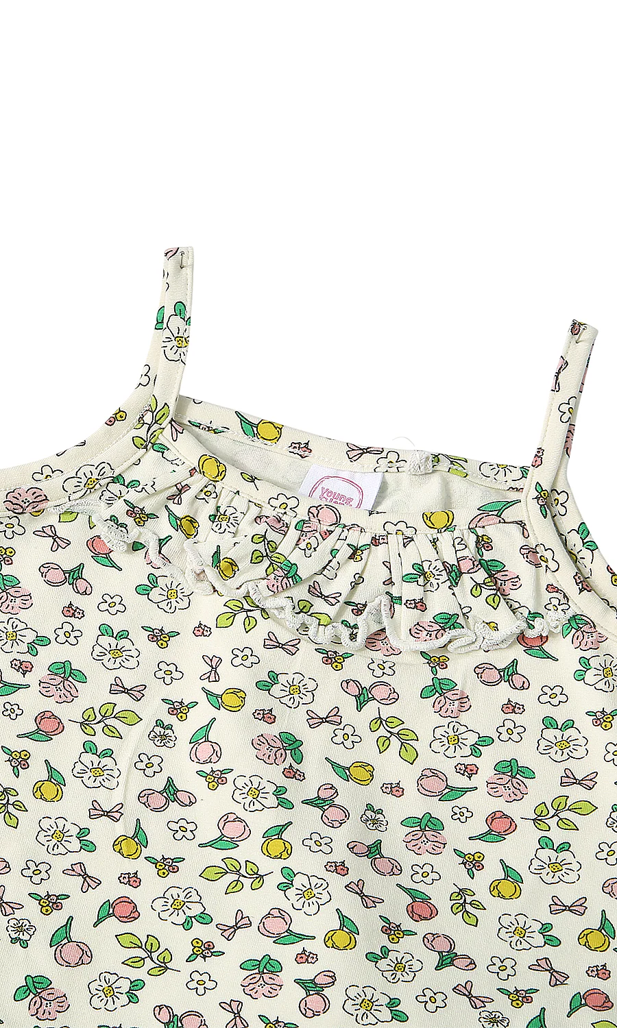 Girls Cotton Sleeveless Top & Shorts Set Off-White Fruit Floral Print - Image 2