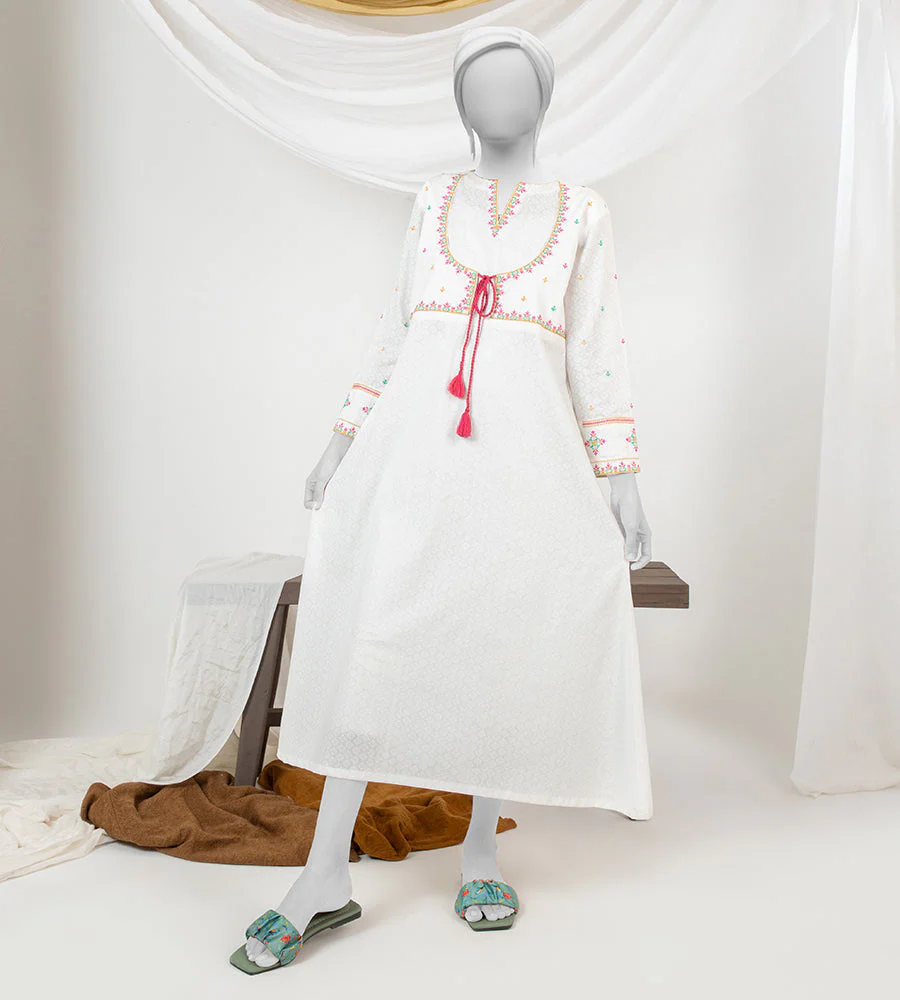 Girl's Stitched Lawn Frock - Image 2