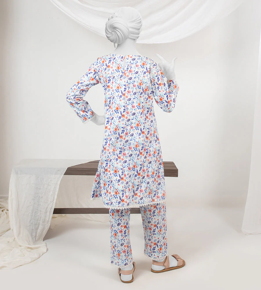 Girl's Stitched Poly Lawn 2 PCs - Image 2