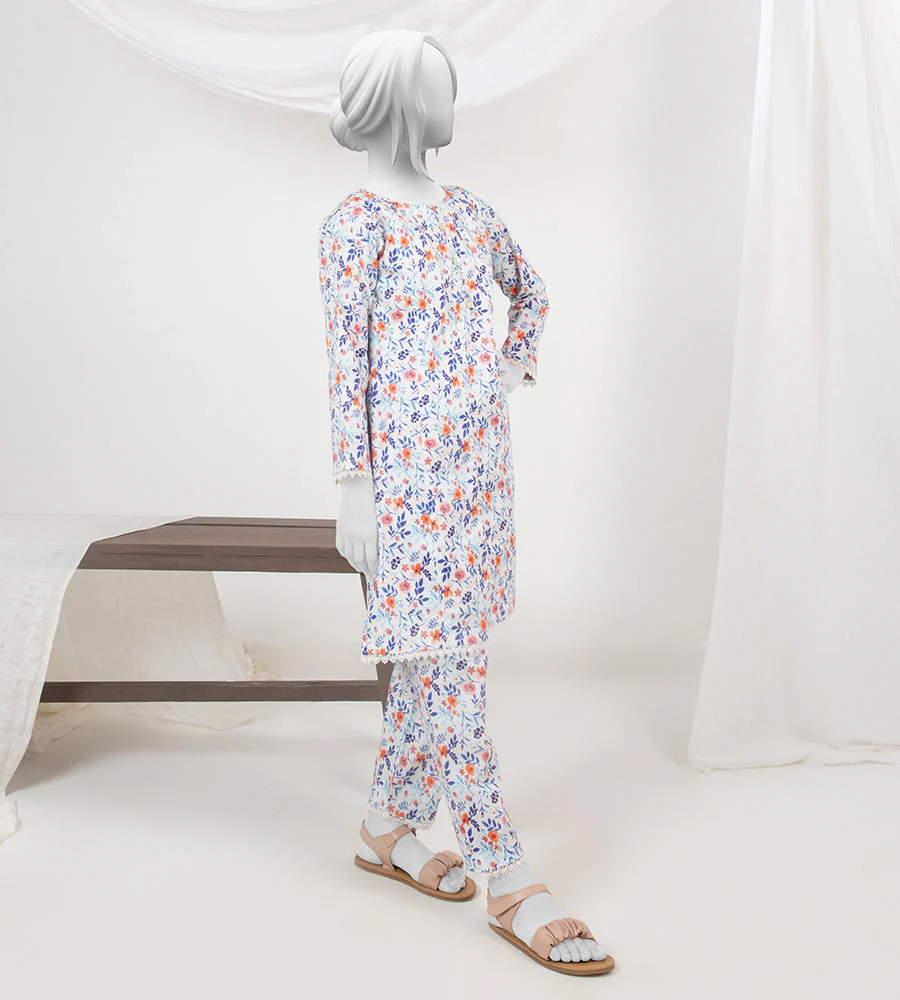 Girl's Stitched Poly Lawn 2 PCs - Image 3
