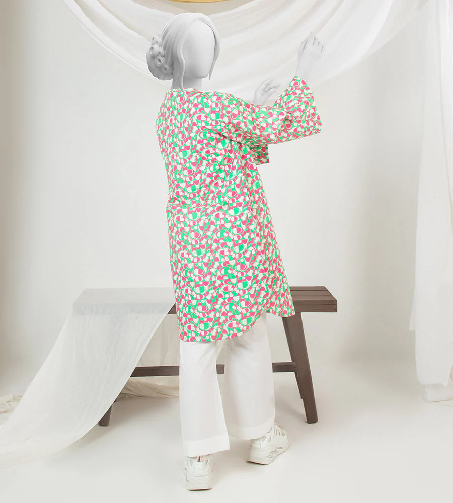 Girl's Stitched Poly Lawn Kurti - Image 2