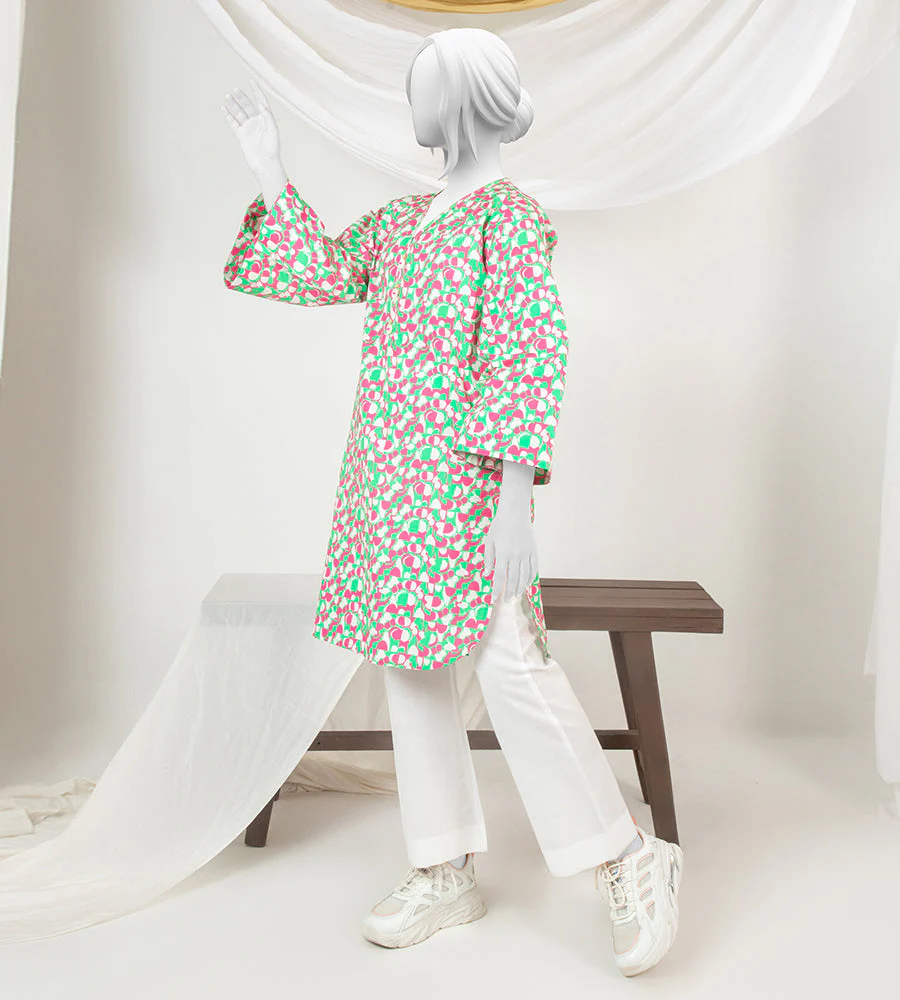 Girl's Stitched Poly Lawn Kurti - Image 3
