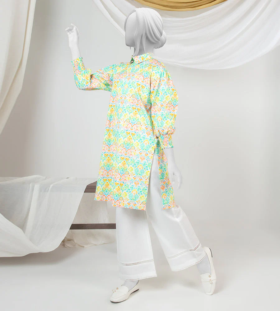Girl's Stitched Poly Lawn Kurti - Image 2
