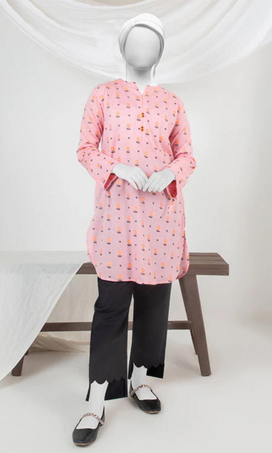 Girl's Stitched Jacquard Kurti