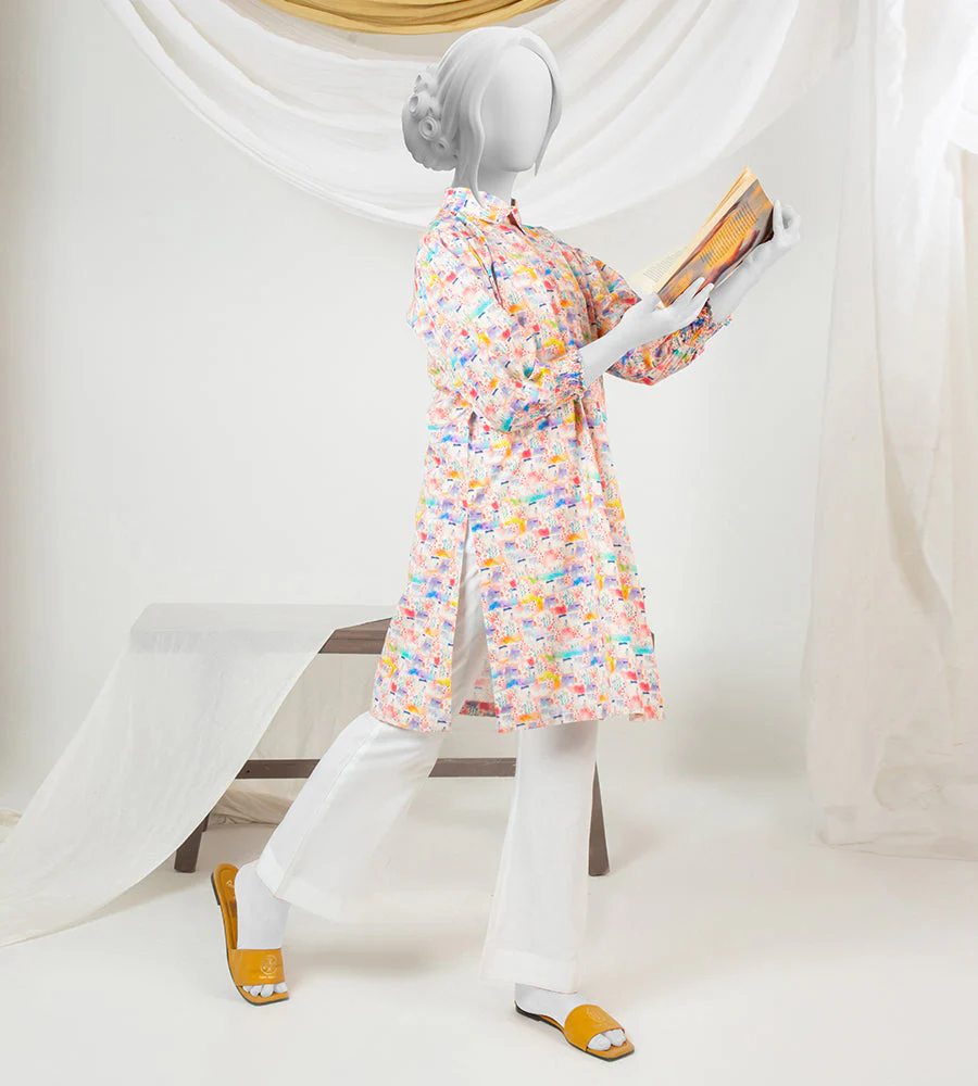 Girl's Stitched Poly Lawn Kurti - Image 2