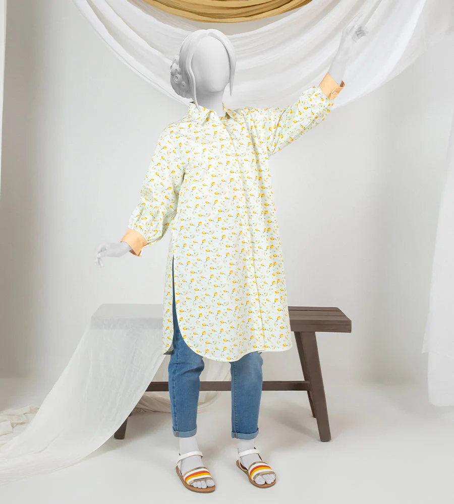 Girl's Stitched Poly Lawn Kurti - Image 3
