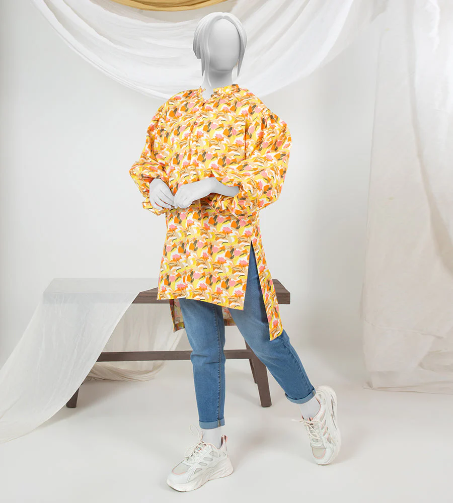 Girl's Stitched Poly Lawn Kurti - Image 2
