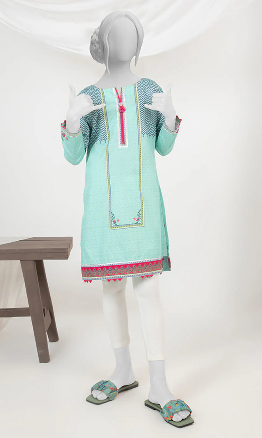 Girl's Stitched Poly Lawn Kurti