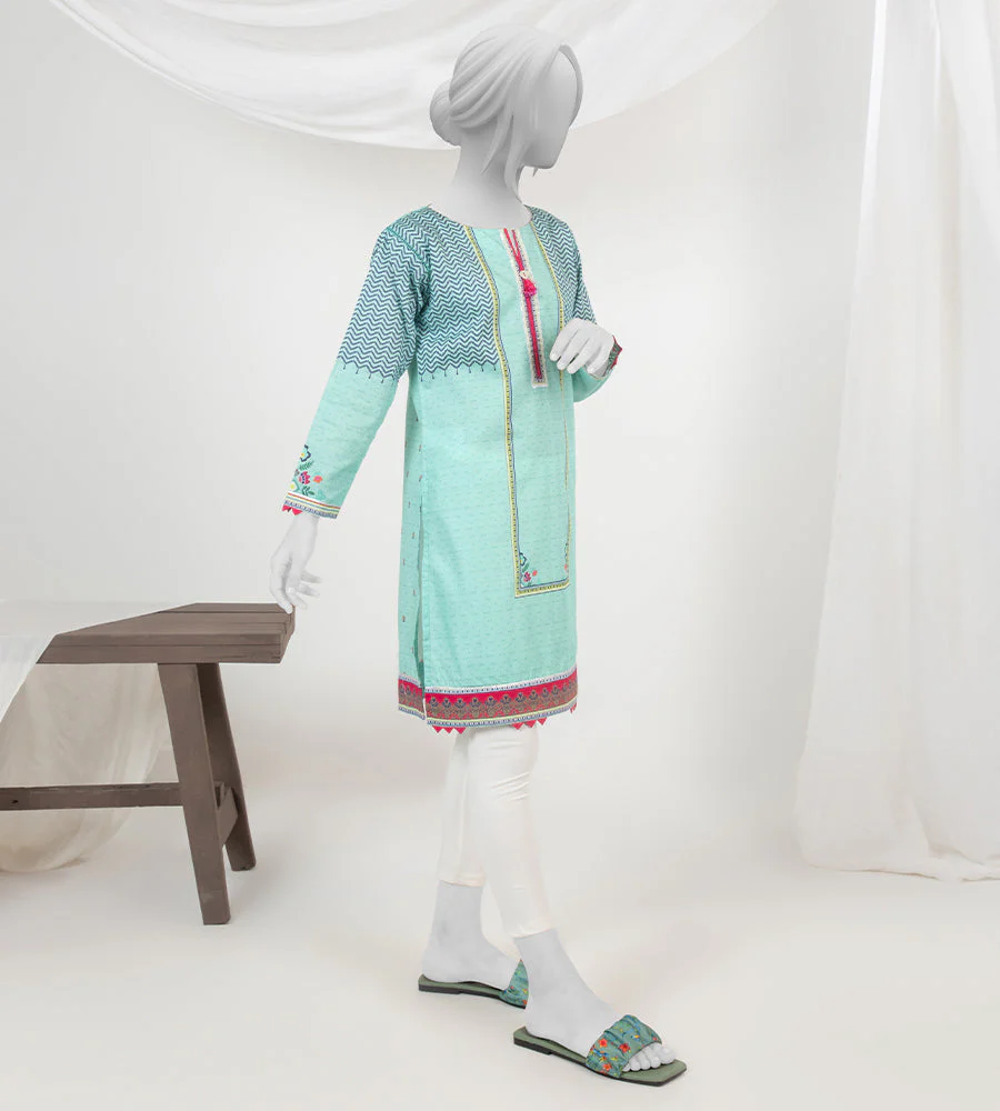 Girl's Stitched Poly Lawn Kurti - Image 3