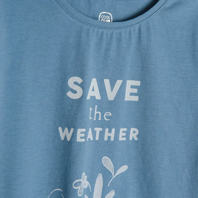 Girl's T-Shirt Organic Cotton Blue - Image 2