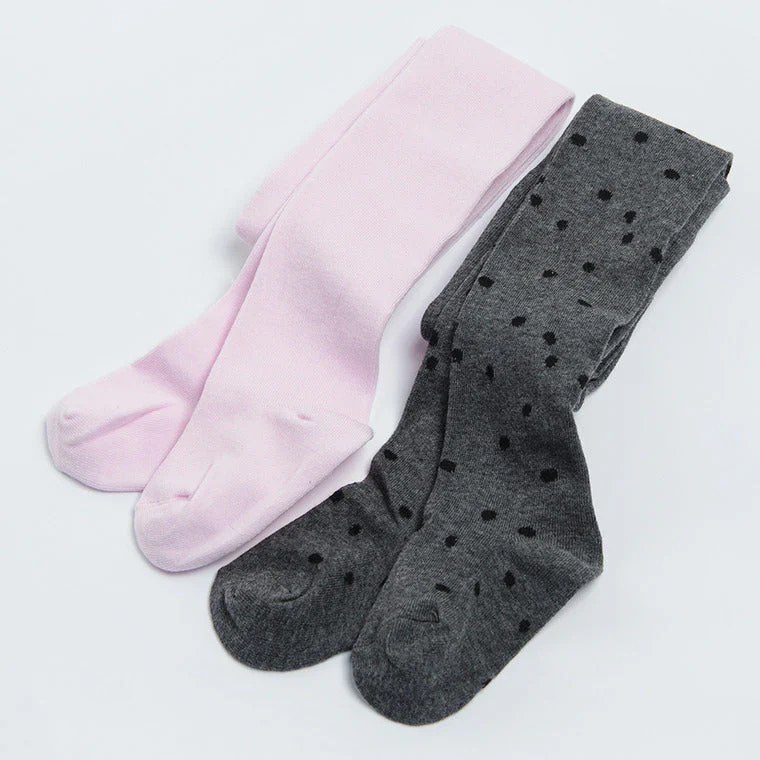 Girl's Tights Dark Gray Pink Set of 2 CC CHG2510246 00 - Image 2