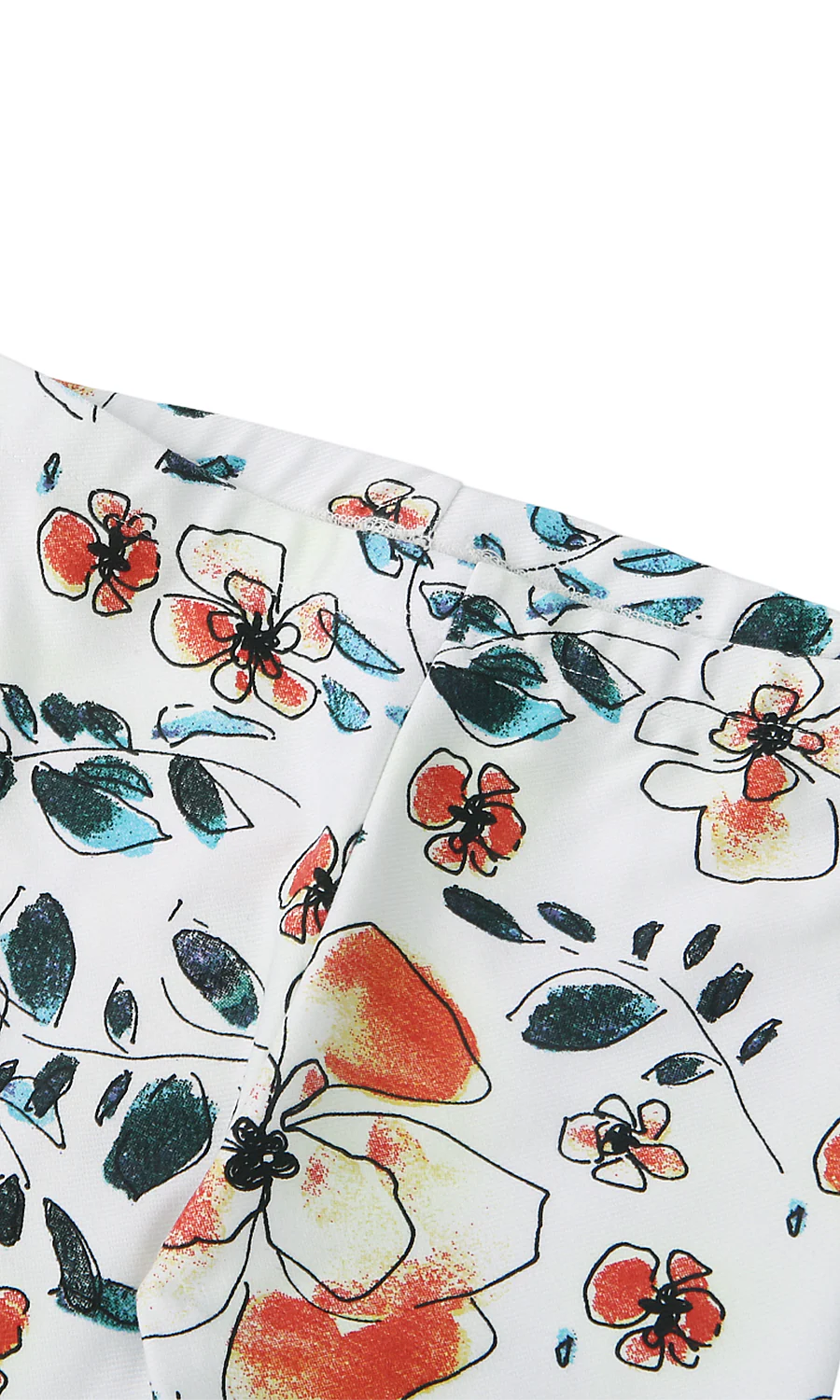 Girls Tights White Watercolour Floral Sketch All Over Print - Image 2
