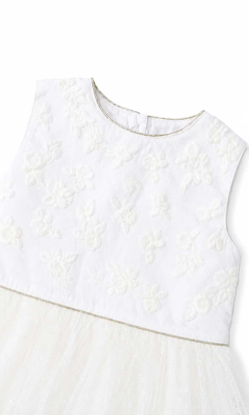 Girls Tulle Frock White 3D Floral Appliqué - Image 2
