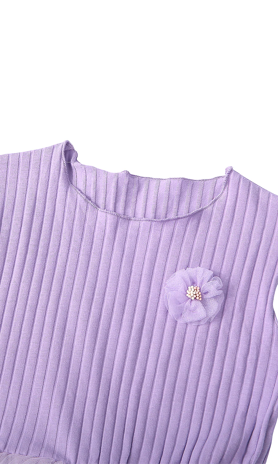 Girls Tutu Romper Frock Lavender Ribbed Flower Corsage with Headband - Image 2