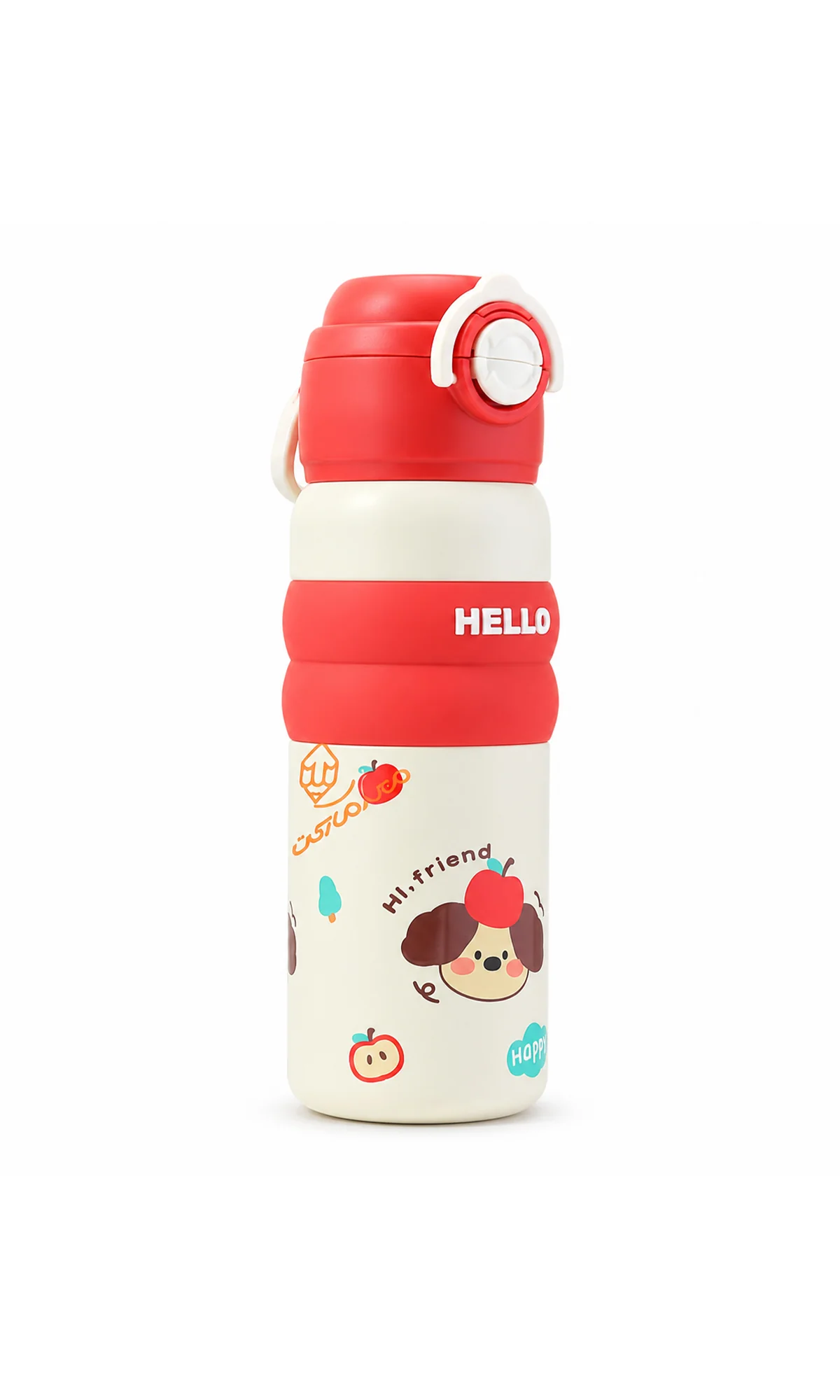 School Water Bottle Cute Cartoon Print with Flip Top Li