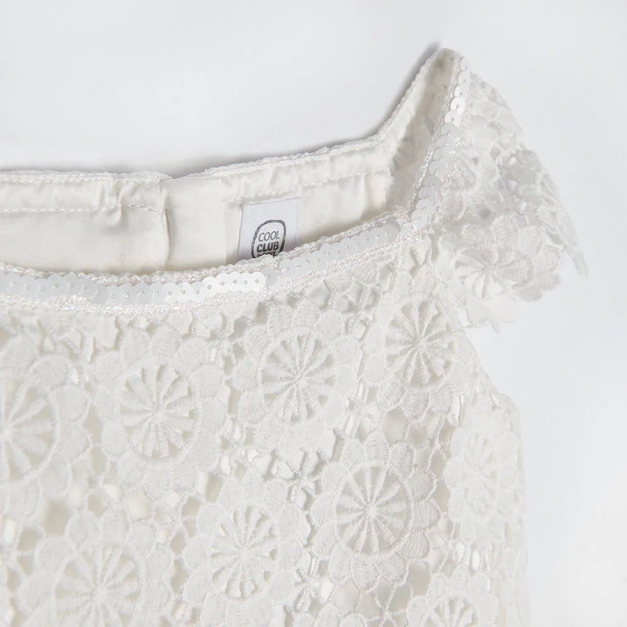 Girl's White Short Sleeves Dress CC CCG2413498 - Image 4