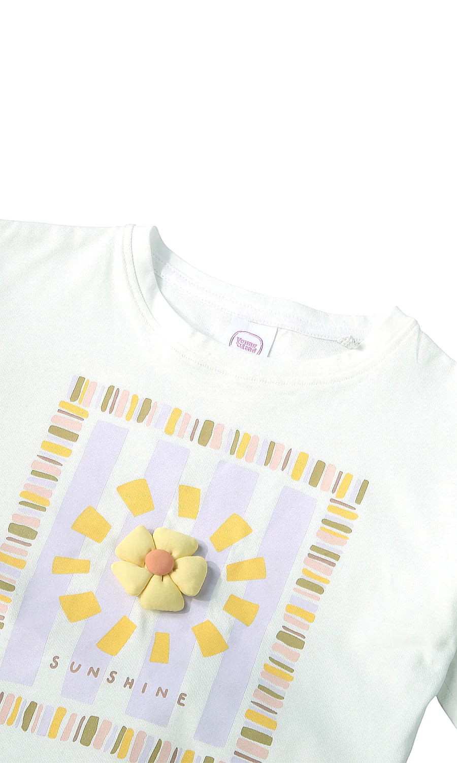 Girls White Sunshine Graphic Top & Pink Striped Culottes Set - Image 2