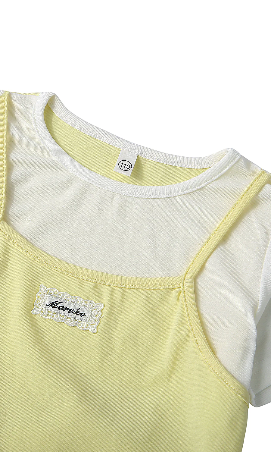 Girls Yellow Cami Vest White Tee & White Tiered Ruffle Skirt 2 Piece Suit - Image 2