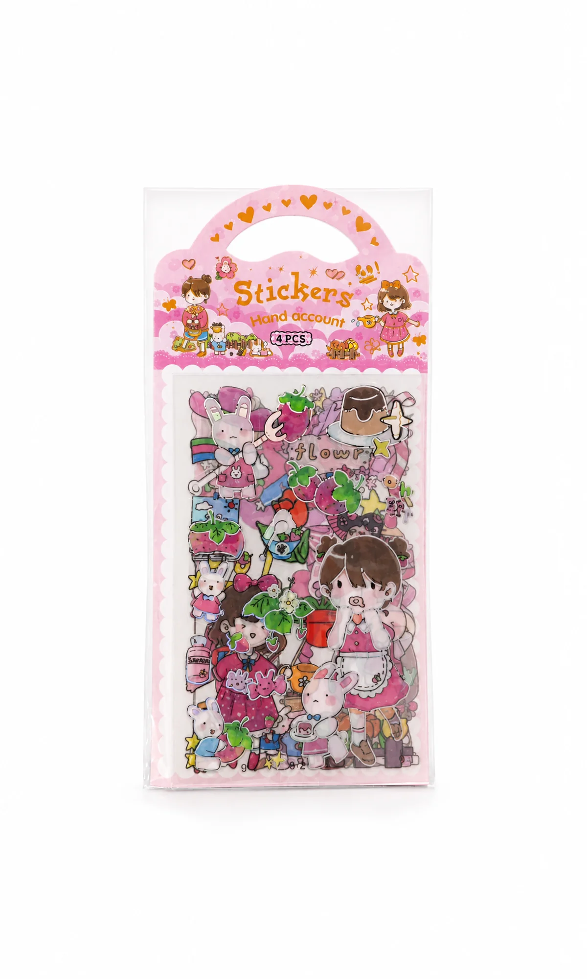 Hand Account Kawaii Girl Sticker Pack 4 Sheets