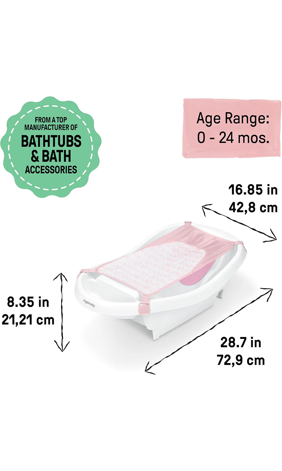 Ingenuity Comfy Clean Deluxe Newborn to Toddler Tub - Image 6