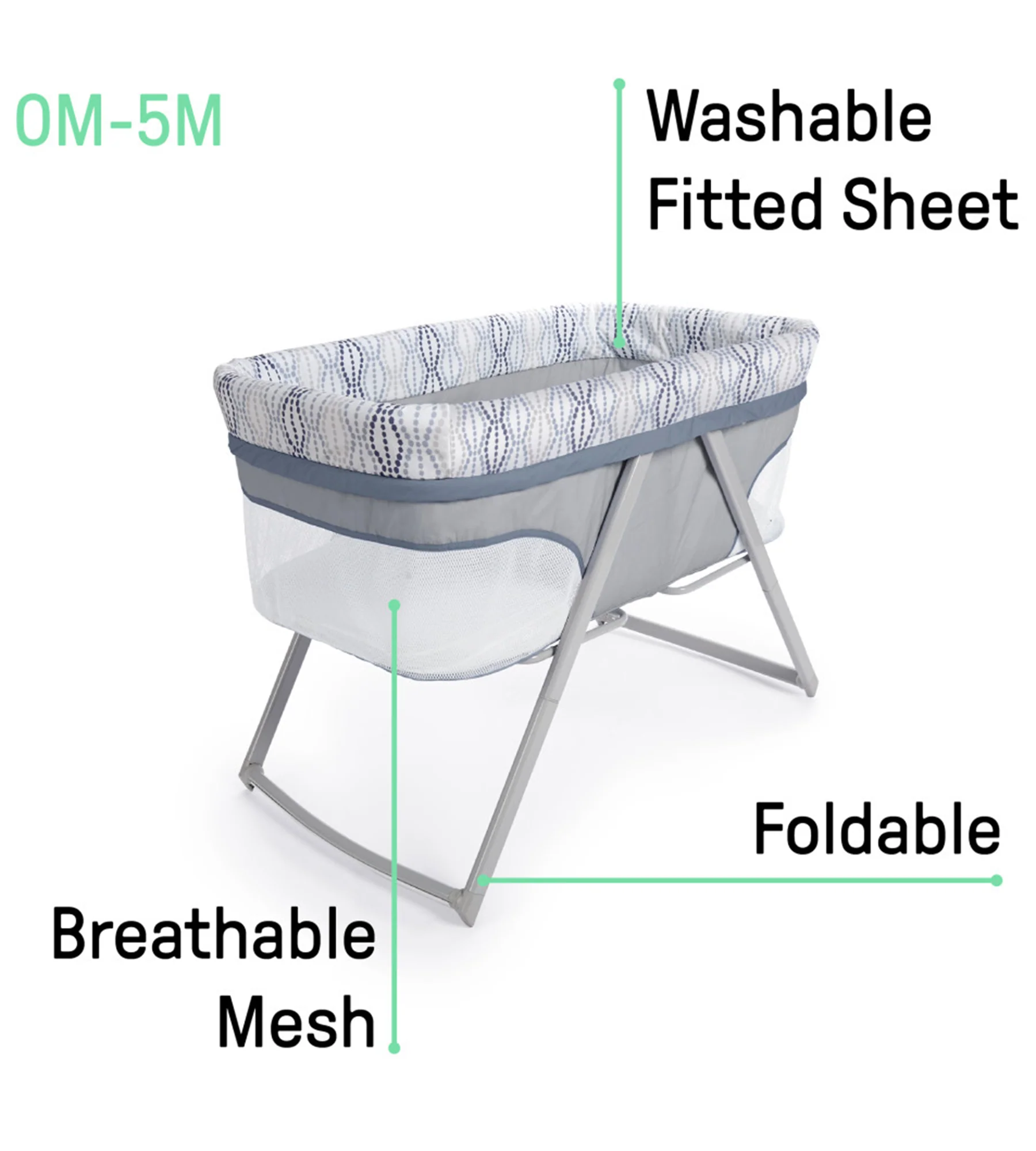 Ingenuity Foldaway Rocking Bassinet Classic - Crosby - Portable Folding Rocking Bassinet - Image 11