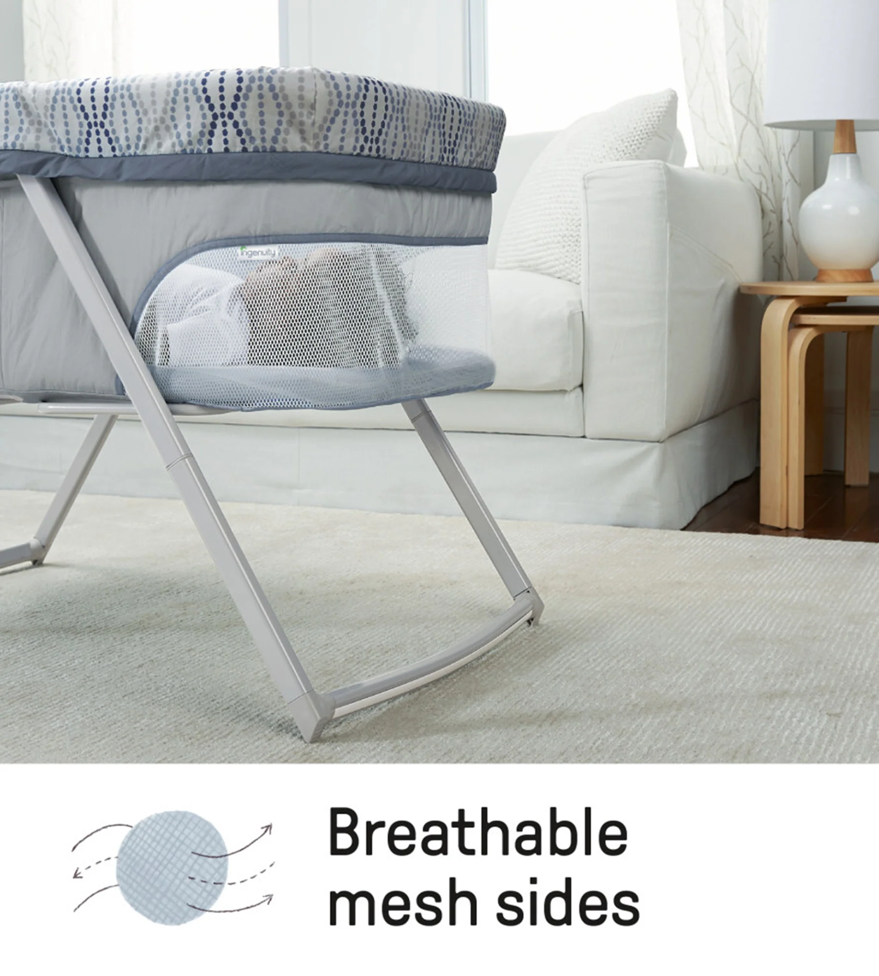 Ingenuity Foldaway Rocking Bassinet Classic - Crosby - Portable Folding Rocking Bassinet - Image 6
