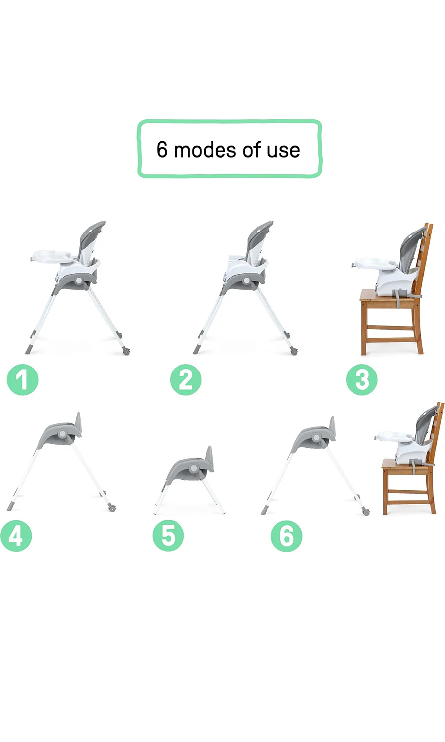 Ingenuity Trio Foldaway 6-in-1 Baby High Chair - Image 3