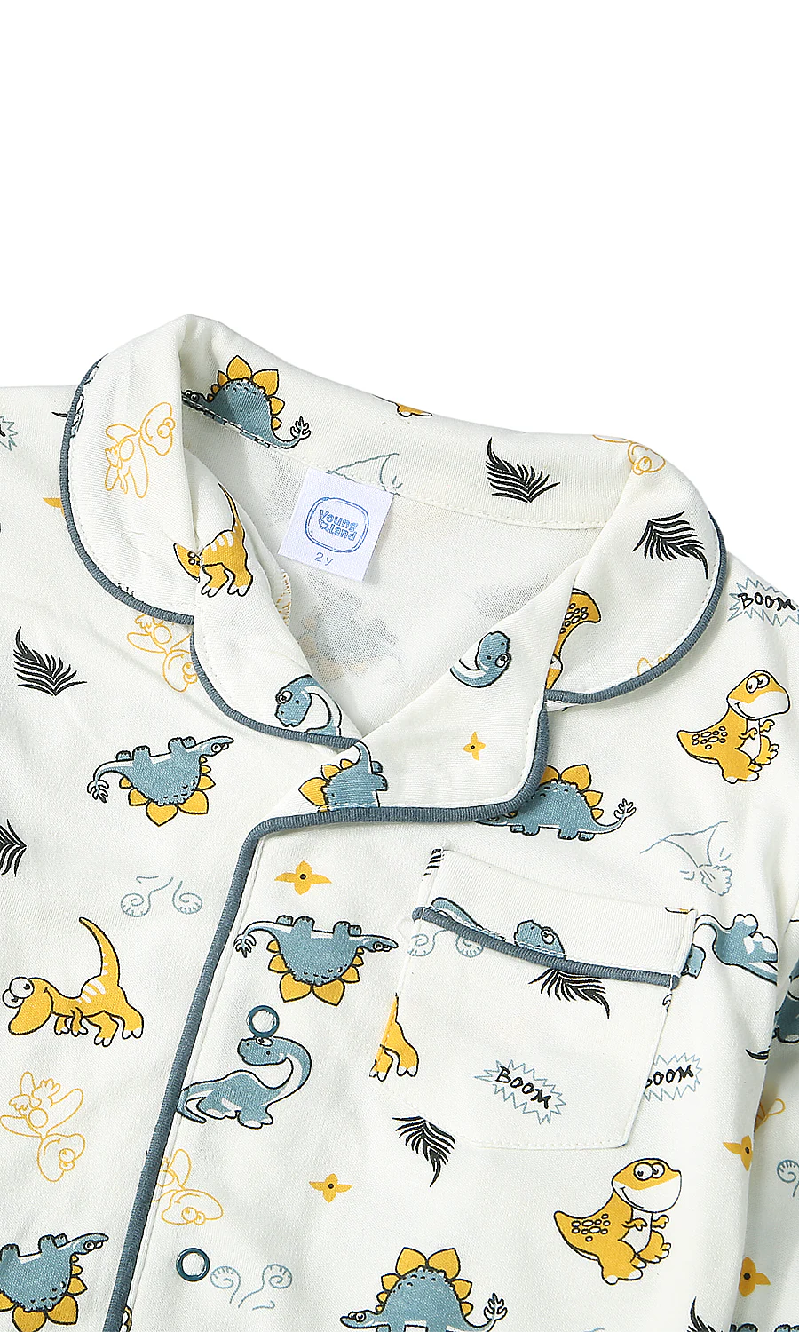 Kids Boy Dinosaur Print Night Suit White - Image 2