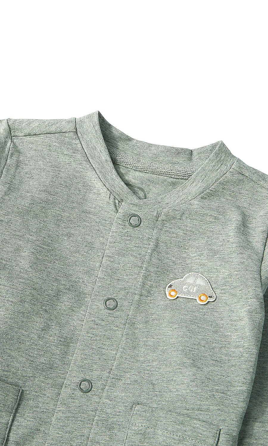 Kids Boys Cotton Night Suit Heather Grey Car Patch - Image 2