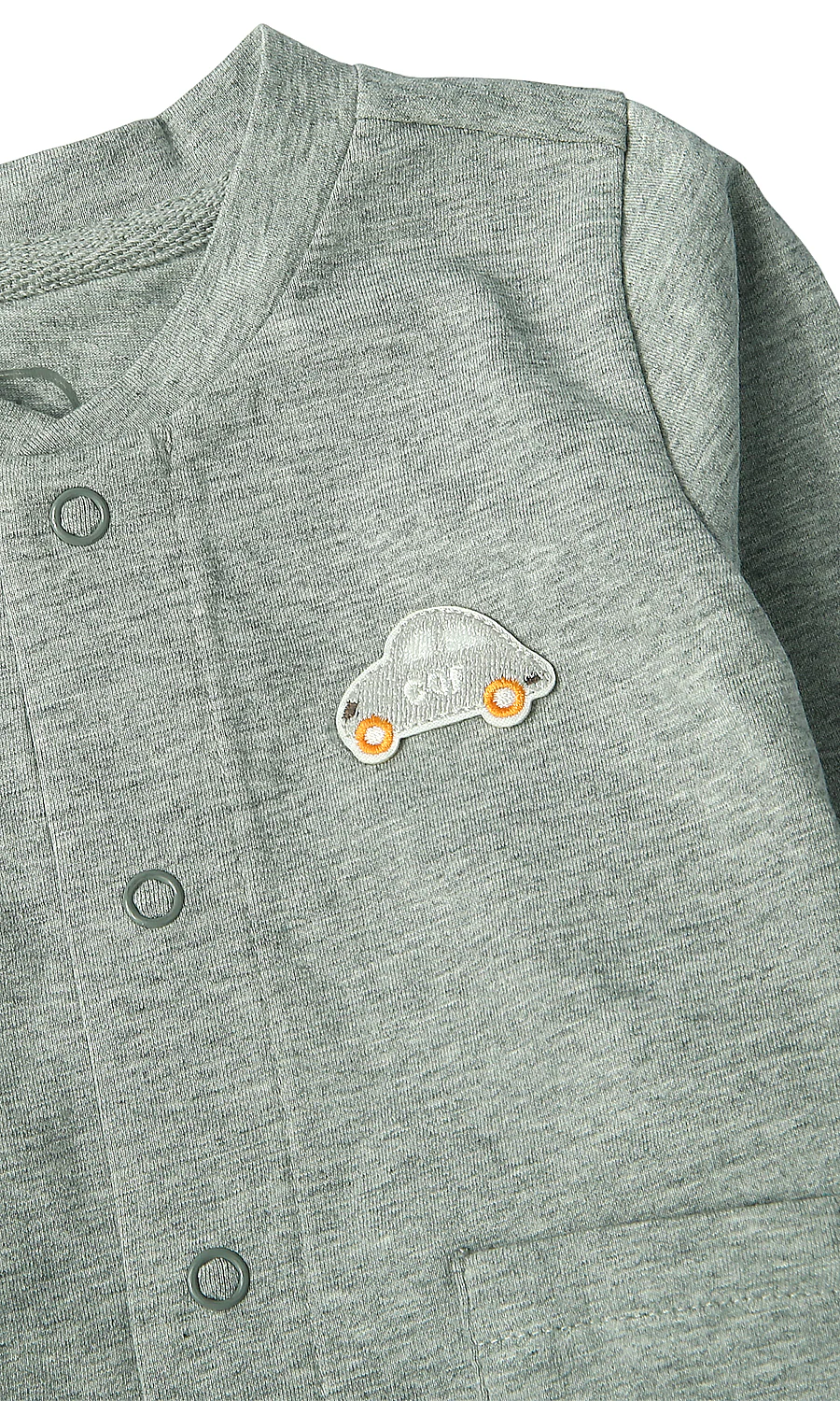 Kids Boys Cotton Night Suit Heather Grey Car Patch - Image 3