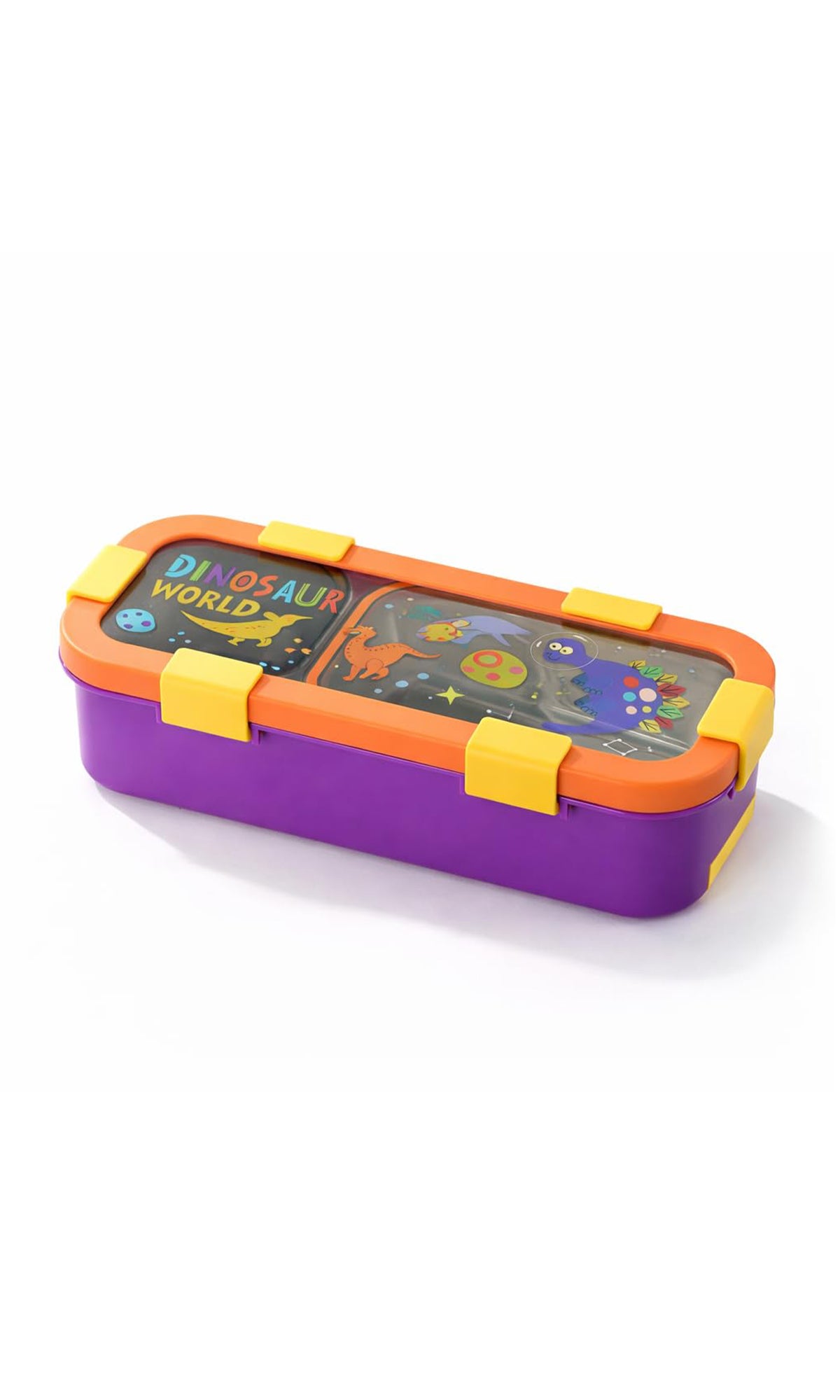 School Lunch Box Purple Dinosaur World Print