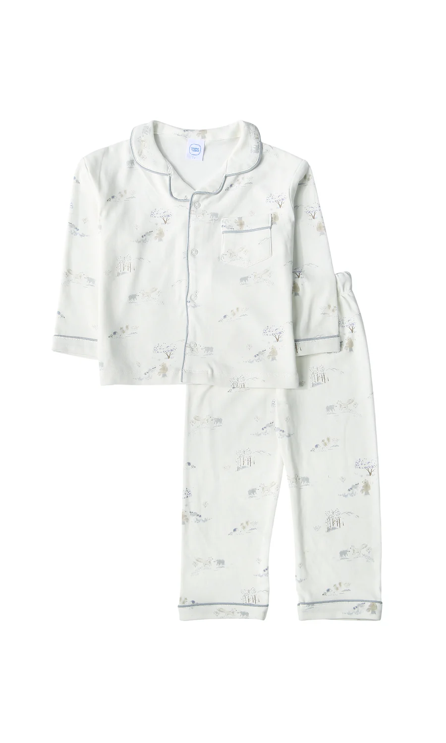 Kids Night Suit White Nature Scene Print