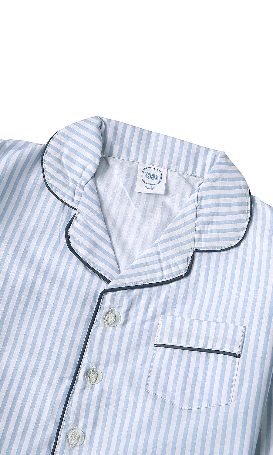 Kids Striped Night Suit White Blue - Image 3