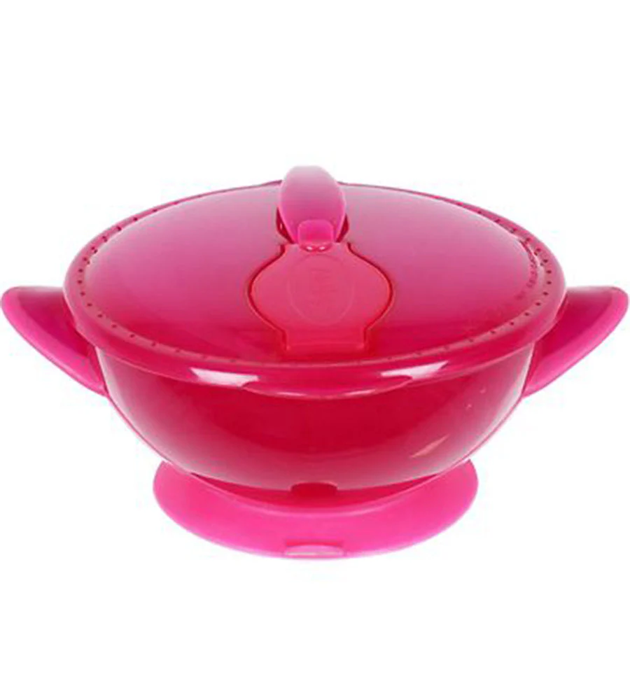 NB Suction Bowl With Lid And Spoon - PINK