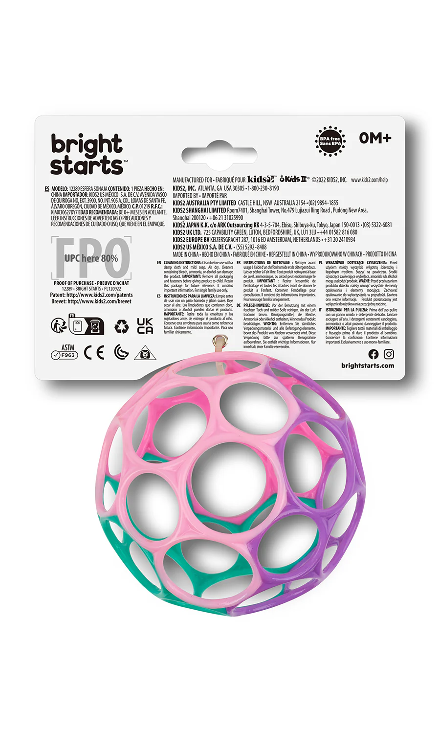 Oball Classic Easy-Grasp Toy - Pink/Purple - Image 4