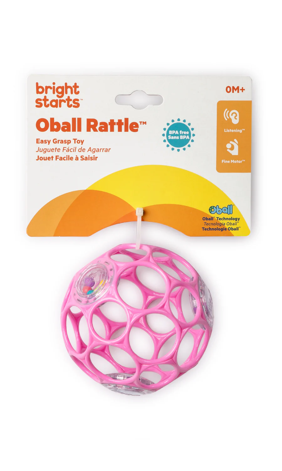 Oball Rattle Easy-Grasp Toy - Pink - Image 4