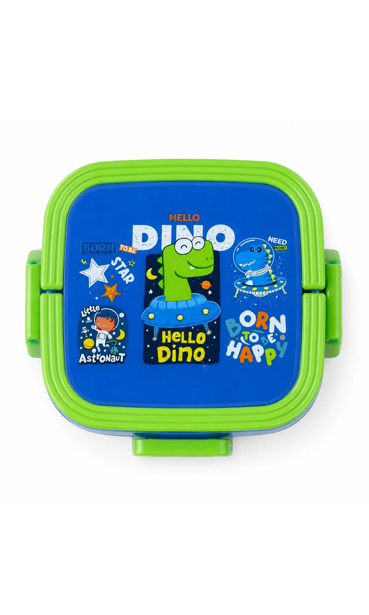 School Lunch Box Green Dino Space Print